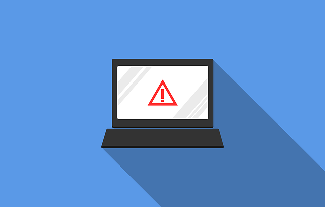 computer with danger sign